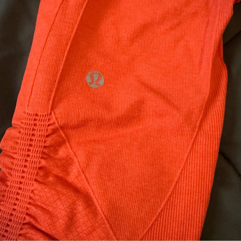 Lululemon Athletica Orange Leggings with Ruched Detail